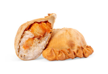 Shrimp with Coconut Rice & Chili Crunch Empanada